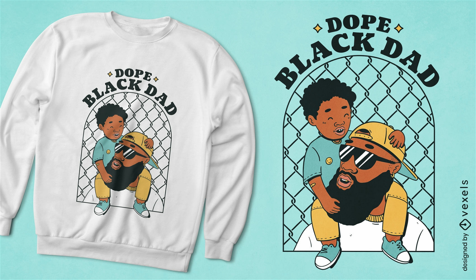 Black father and child t-shirt design