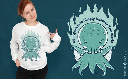 Diseño lindo de camiseta de monstruo marino bebé