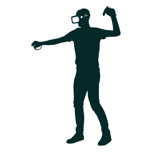 Silhueta masculina usando um fone de ouvido de realidade virtual Desenho PNG