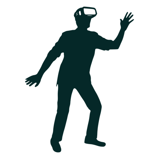 Silhouette of a man wearing a vr headset PNG Design
