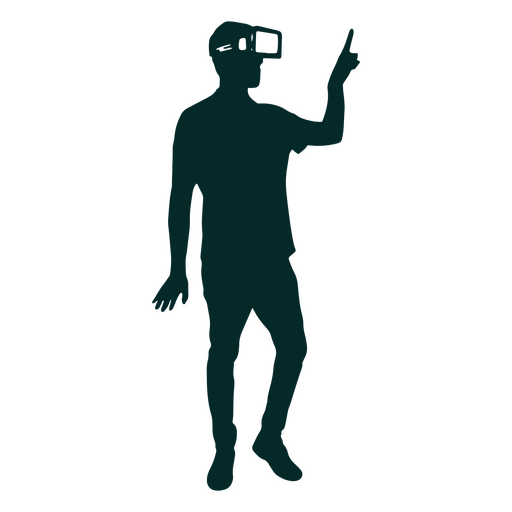 Silueta de un hombre que llevaba un casco de realidad virtual Diseño PNG