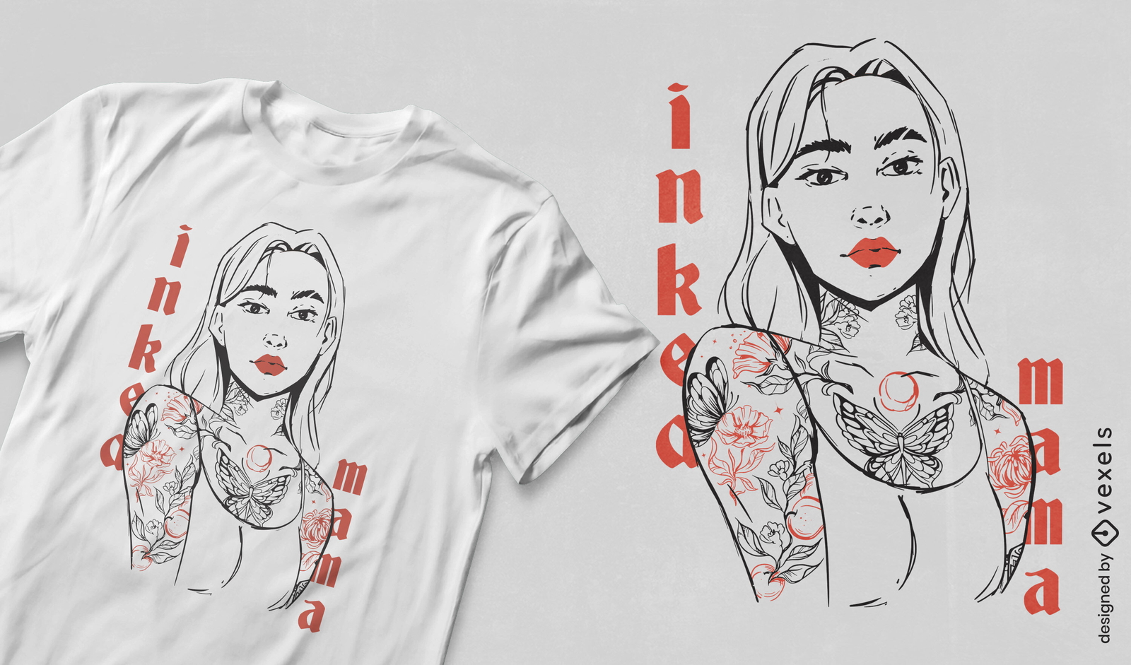 Diseño de camiseta de mujer mamá entintada