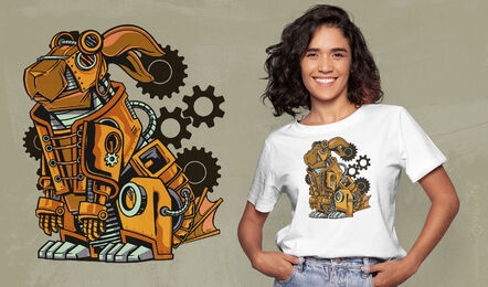 Steampunk rabbit machine t-shirt design
