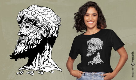 Diseño de camiseta de cabeza de hombre de estatua griega