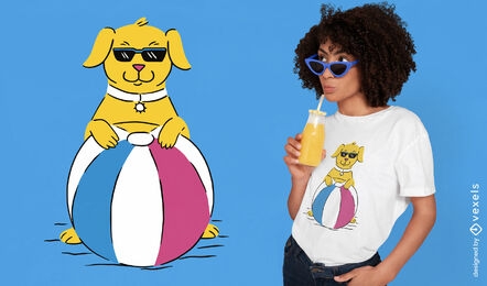 Animal de cachorro com design de camiseta de bola de praia