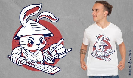 Samurai rabbit making sushi t-shirt design