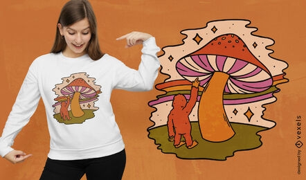 Giant mushroom in nature t-shirt design