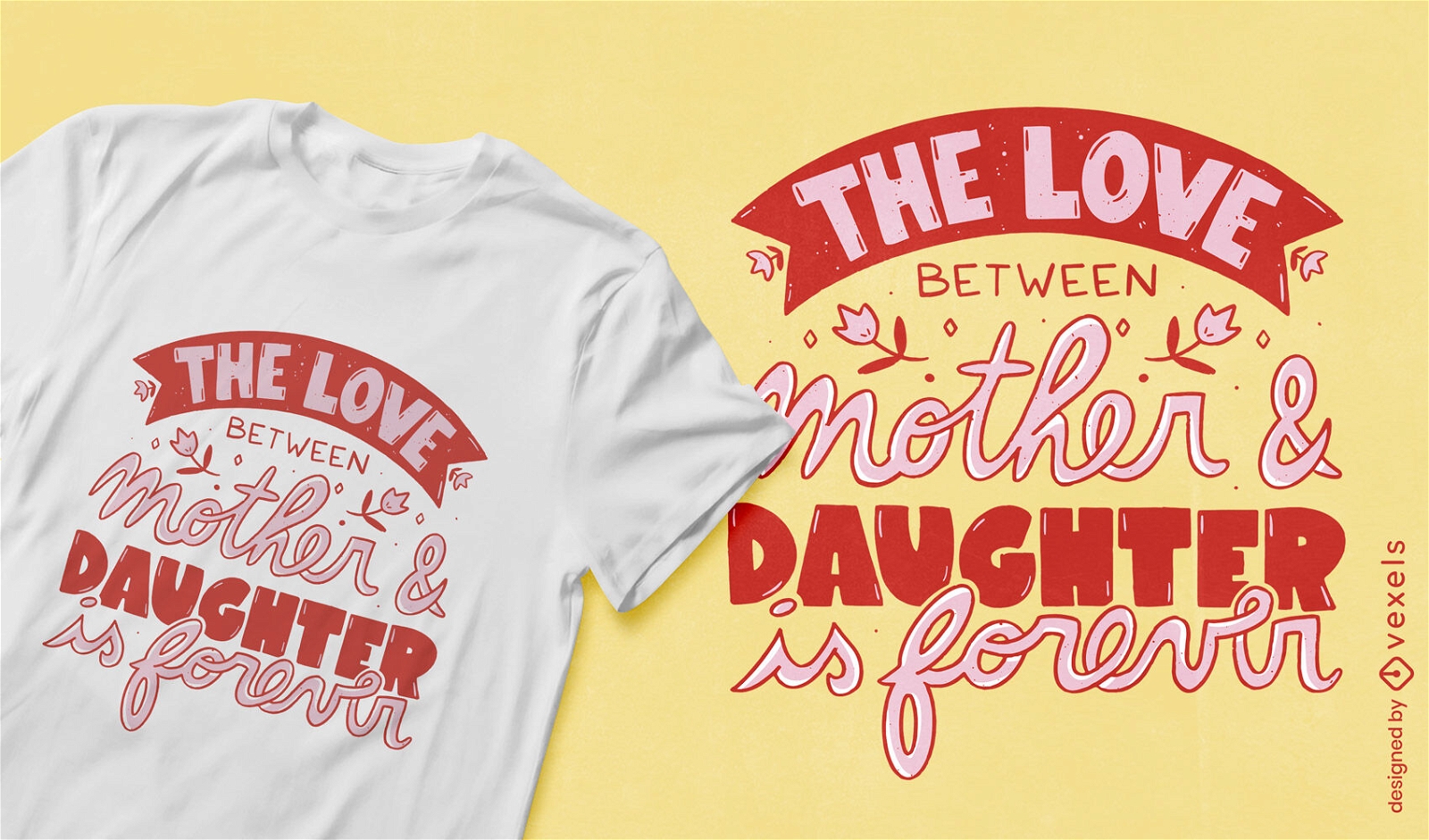 Diseño de camiseta con letras de amor de madre e hija