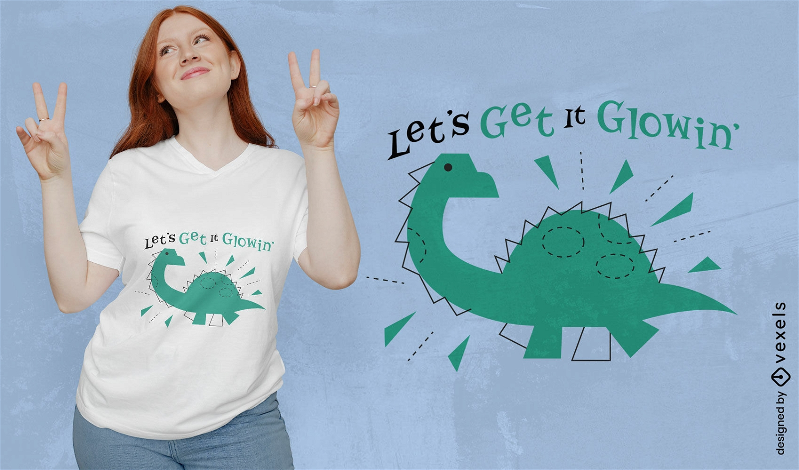 Design de camiseta de dinossauro brilhante