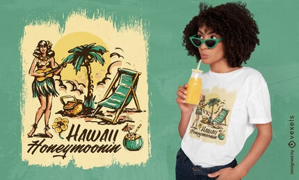 Diseño de camiseta vintage de vacaciones hawaianas