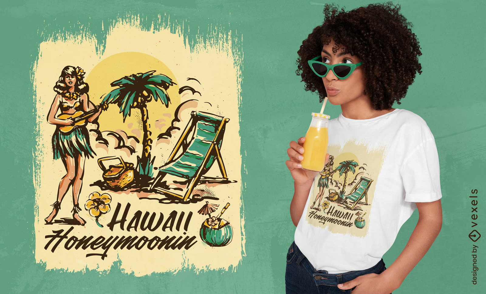 Dise?o de camiseta vintage de vacaciones hawaianas