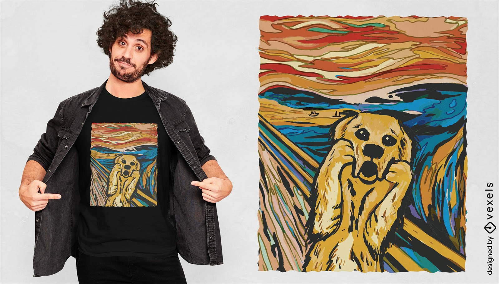 Design de camiseta de pintura de cachorro do grito