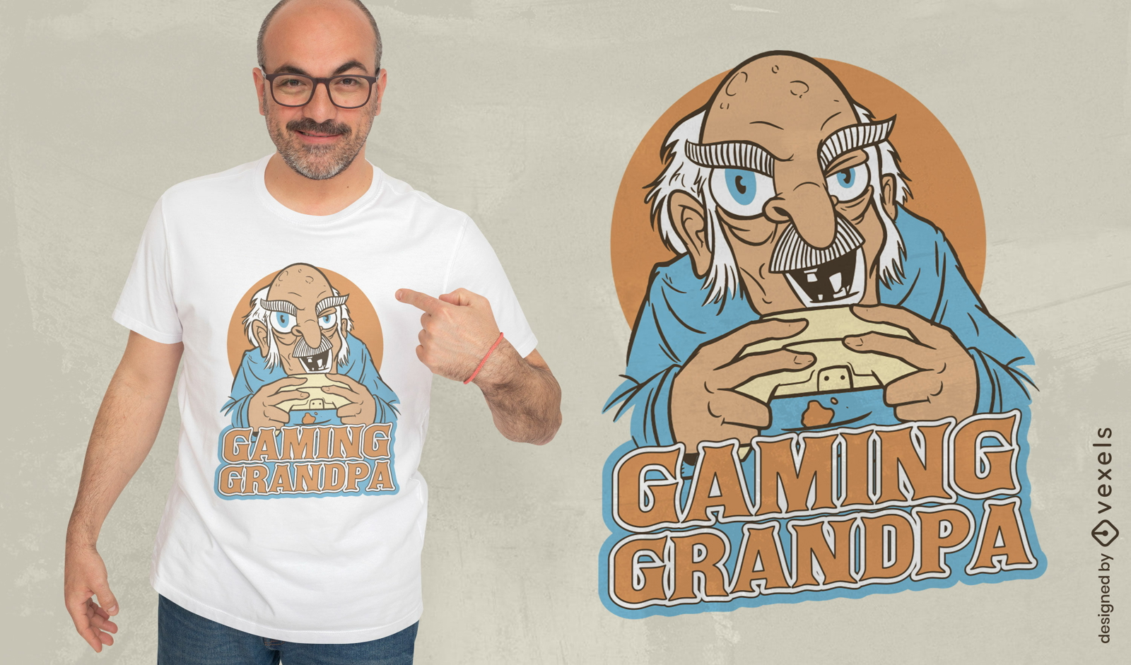 Gaming grandpa quote cartoon t-shirt design