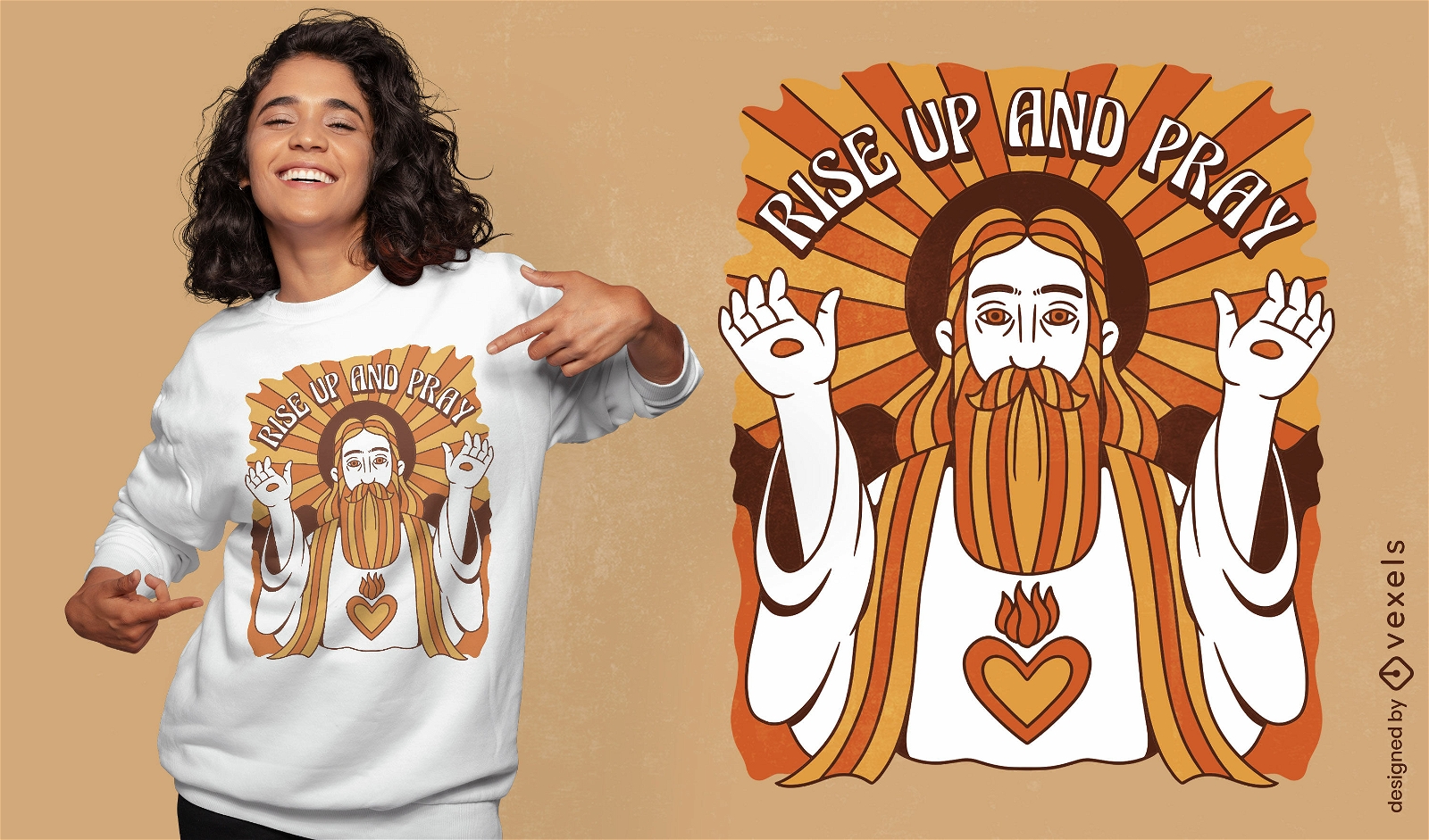 Levante-se e ore design de camiseta com citação de Jesus