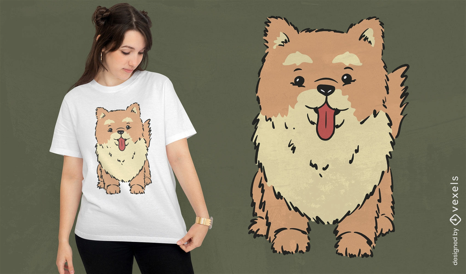Dise?o lindo de camiseta de perro Pomerania