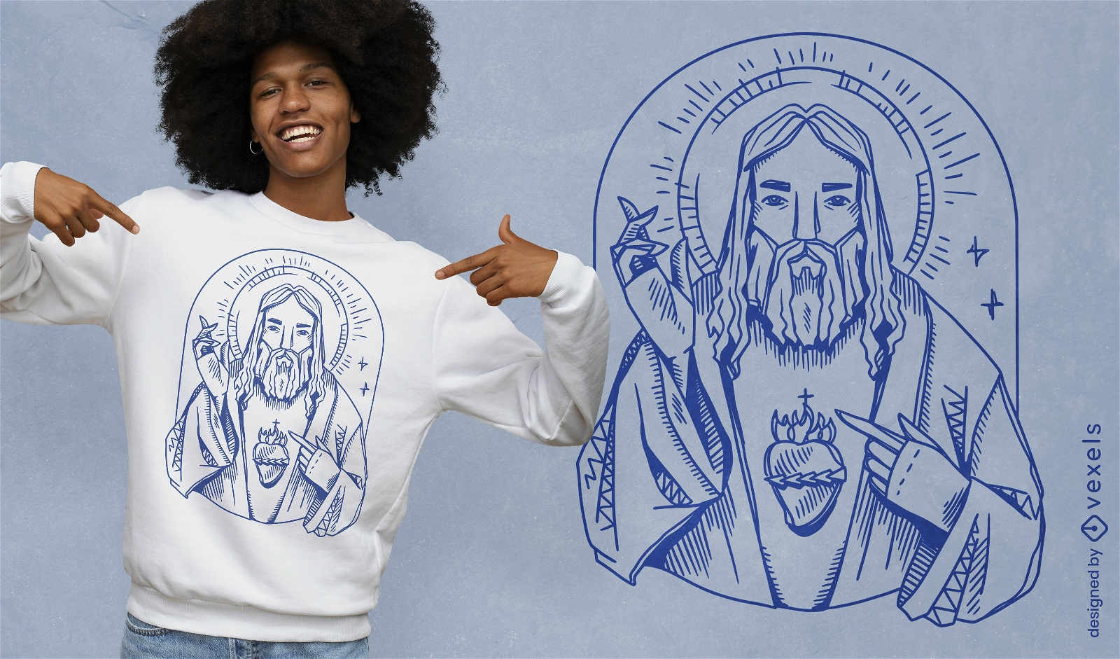 Jesus Christ line art t-shirt design