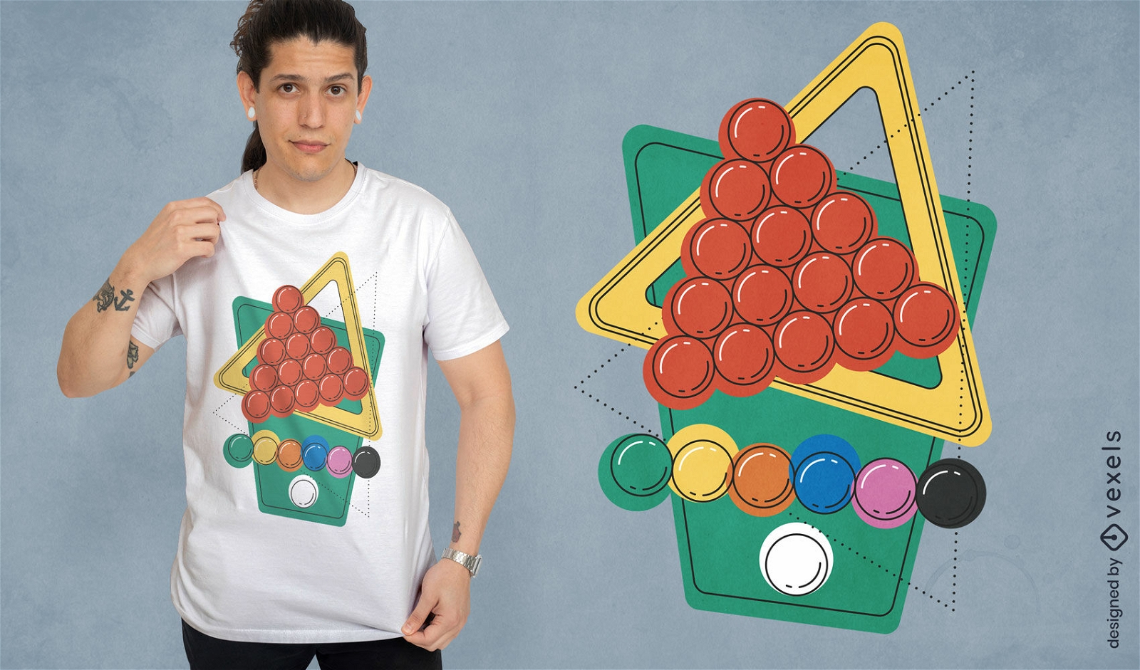 Diseño de camiseta de juego de billar.