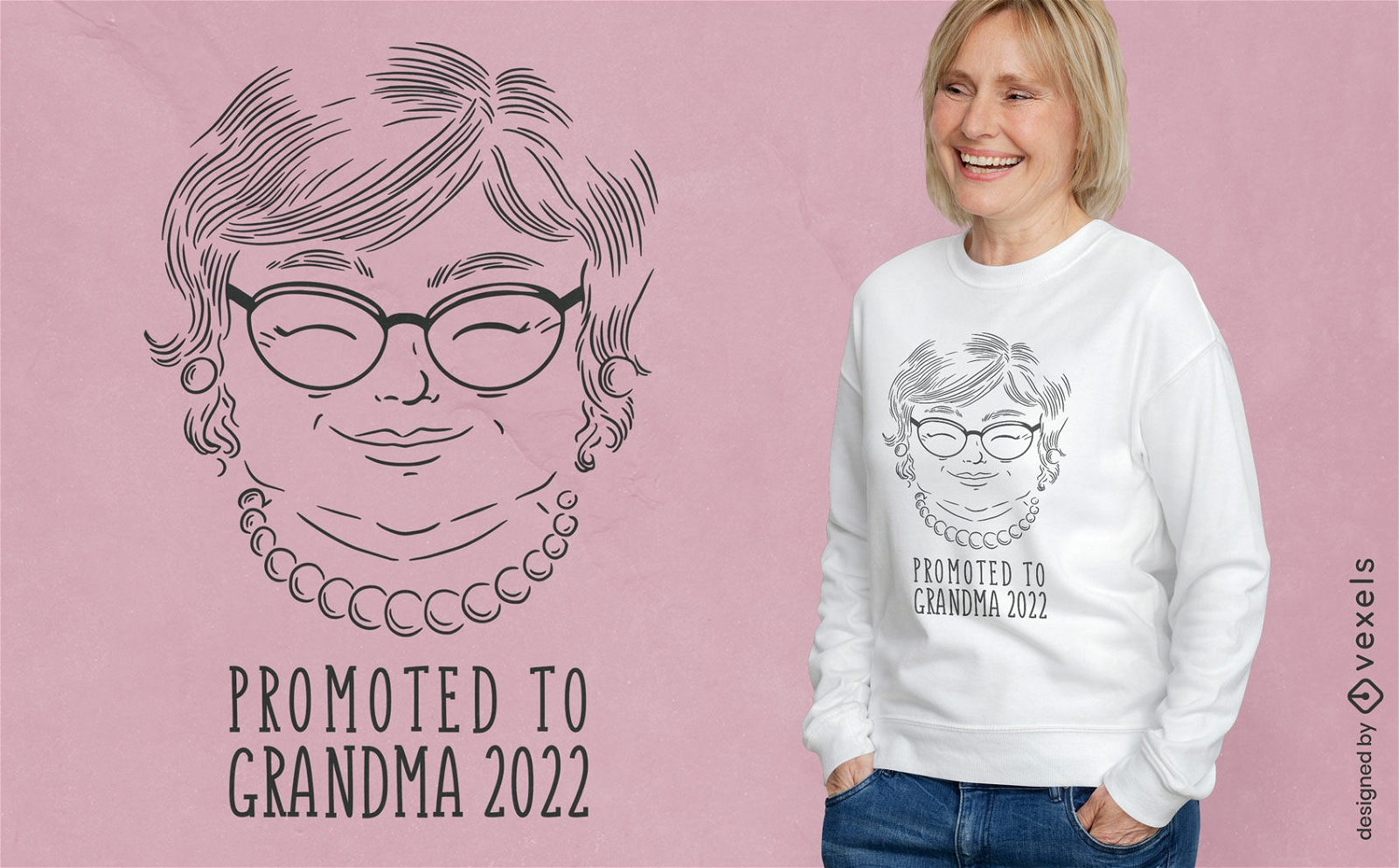Diseño de camiseta de arte de línea de abuela