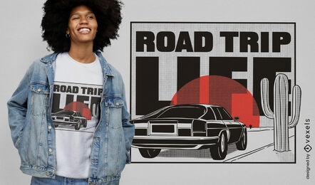 Design de camiseta de carro de vida de viagem por estrada