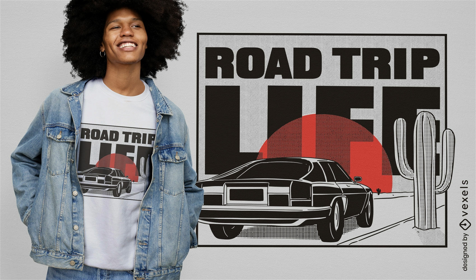 Diseño de camiseta de coche de vida de viaje por carretera.