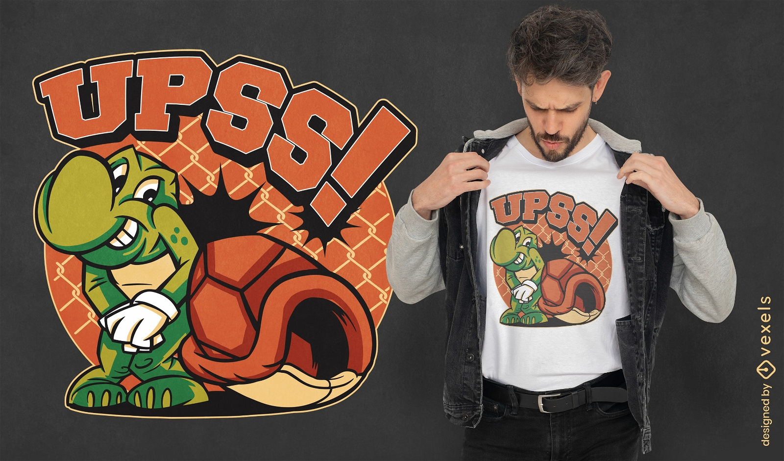Design engra?ado de camiseta de desenho animado de tartaruga nua