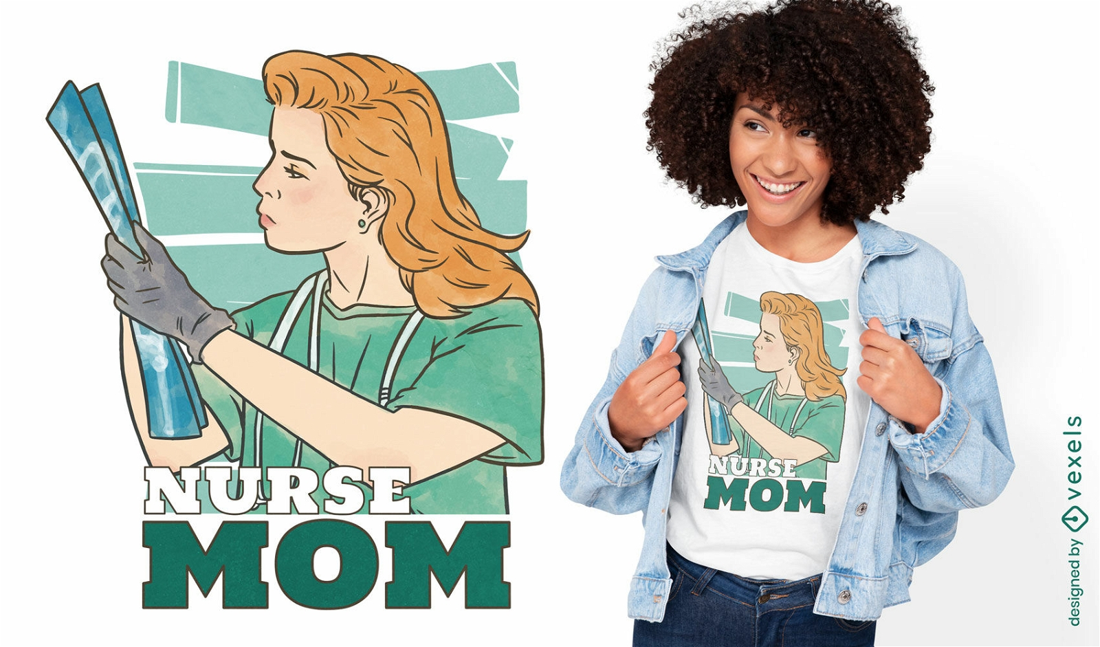 Diseño de camiseta de personaje de mamá enfermera