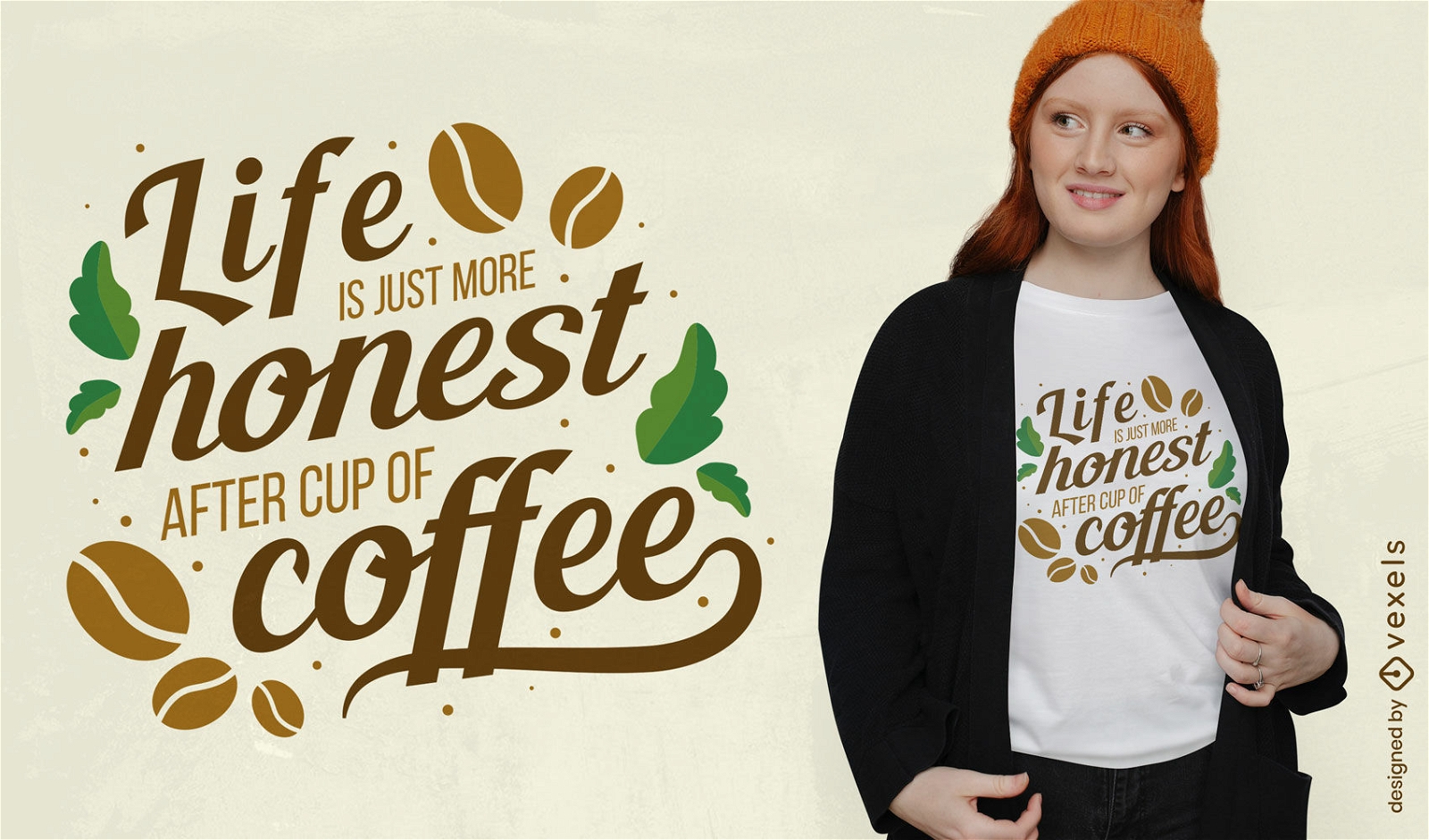 Diseño de camiseta con cita de taza de café.