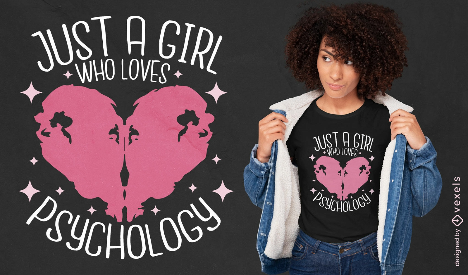 Chica que ama el diseño de camisetas de psicología.