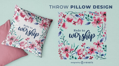 Made to worship floral throw pillow design