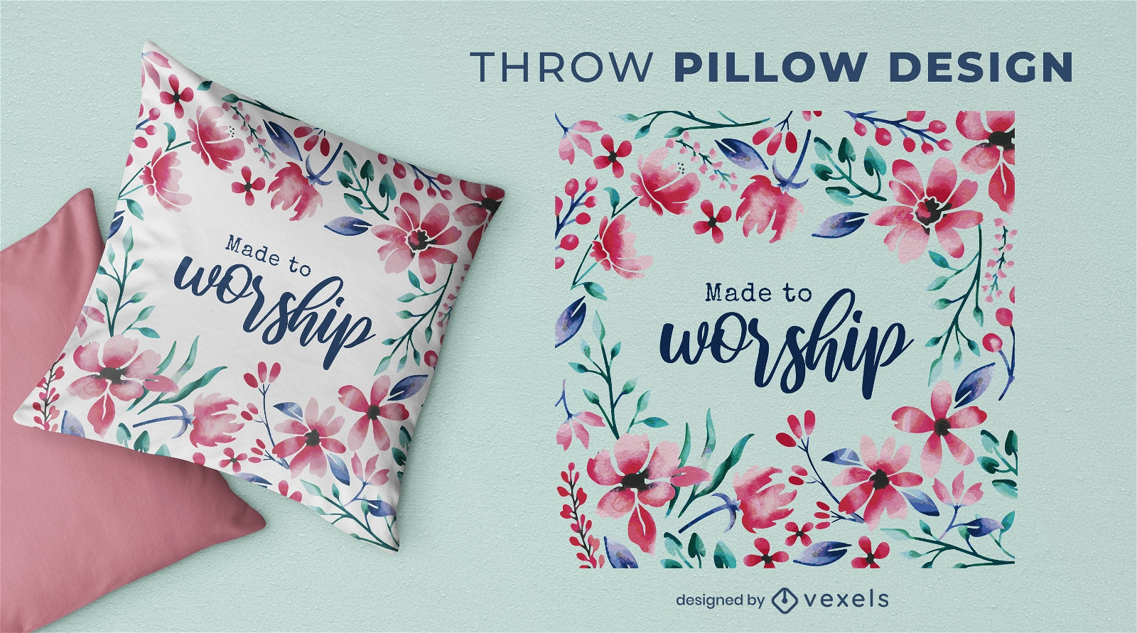 Made to worship floral throw pillow design