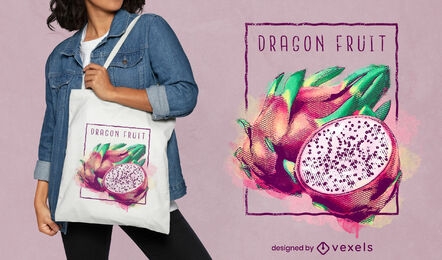 Dragon fruit exotic food tote bag design