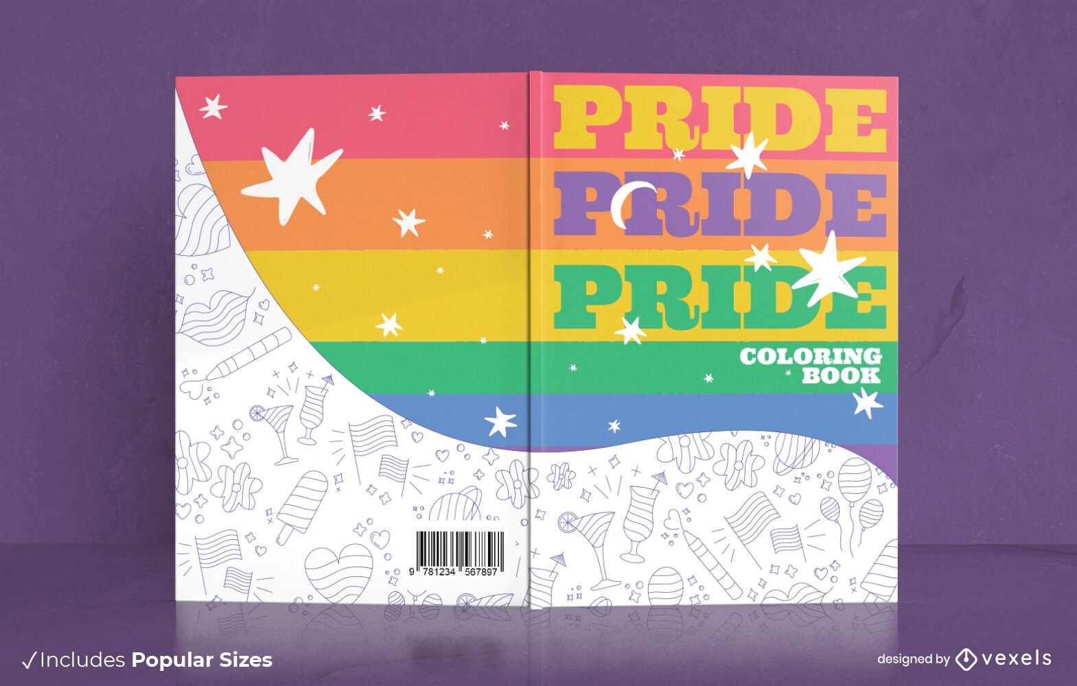 Design de capa de livro de arco-íris de orgulho
