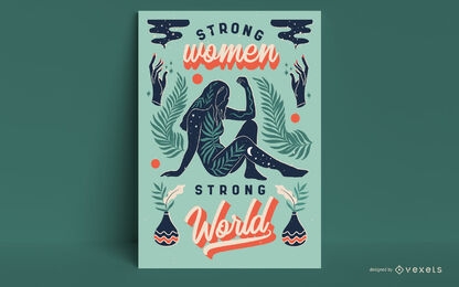 Diseño de carteles de mujeres fuertes.
