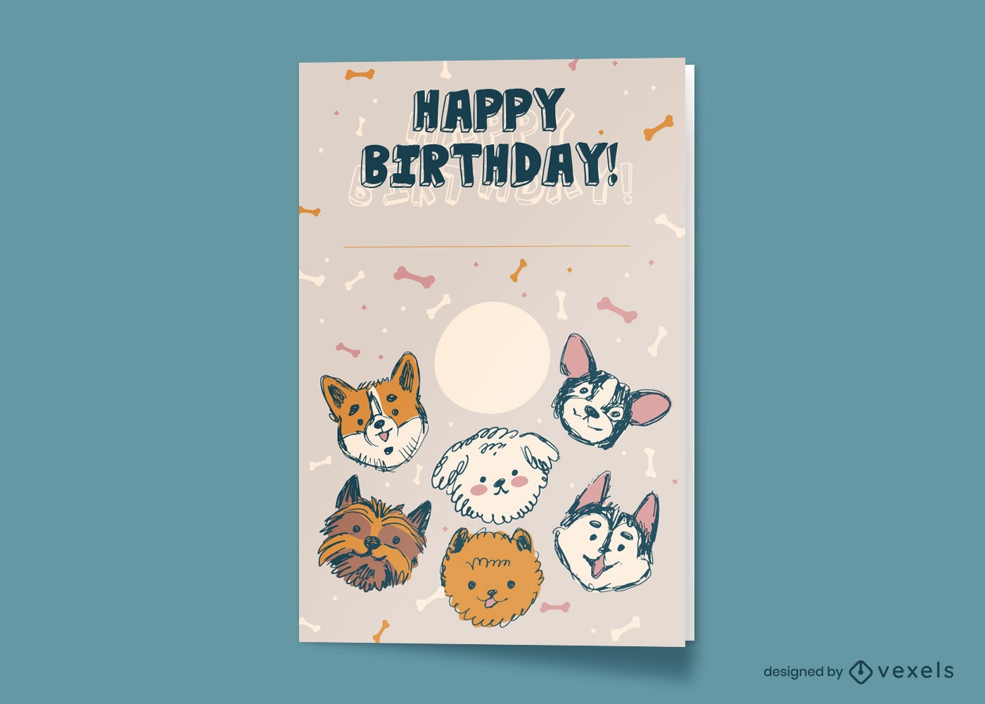 Design de cartão de cães de aniversário