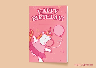 Tarjeta de cumpleaños de unicornio rosa
