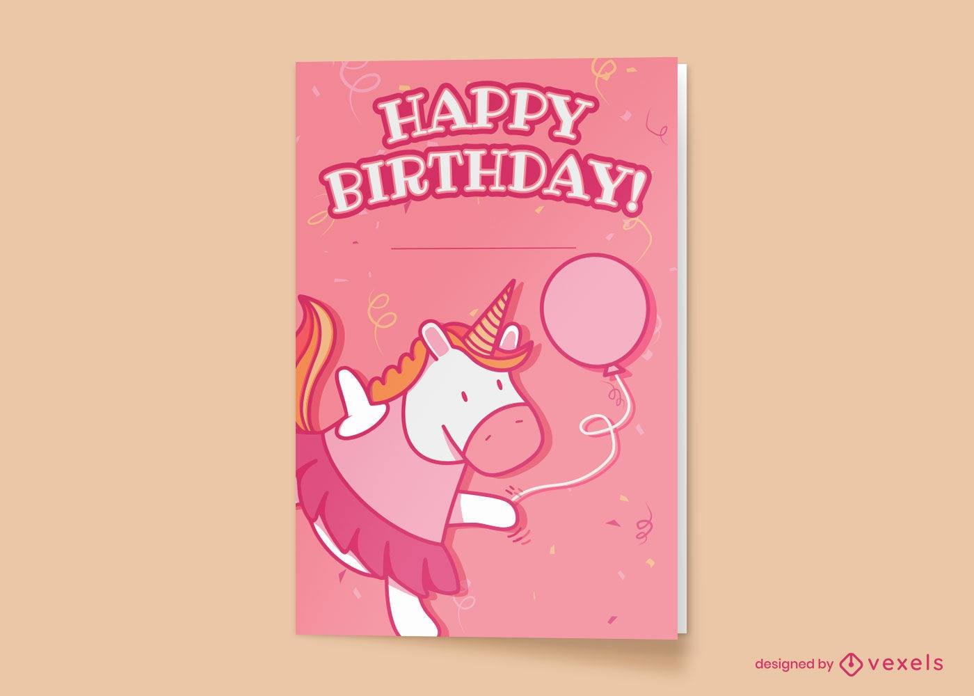 Cartão de aniversário de unicórnio rosa