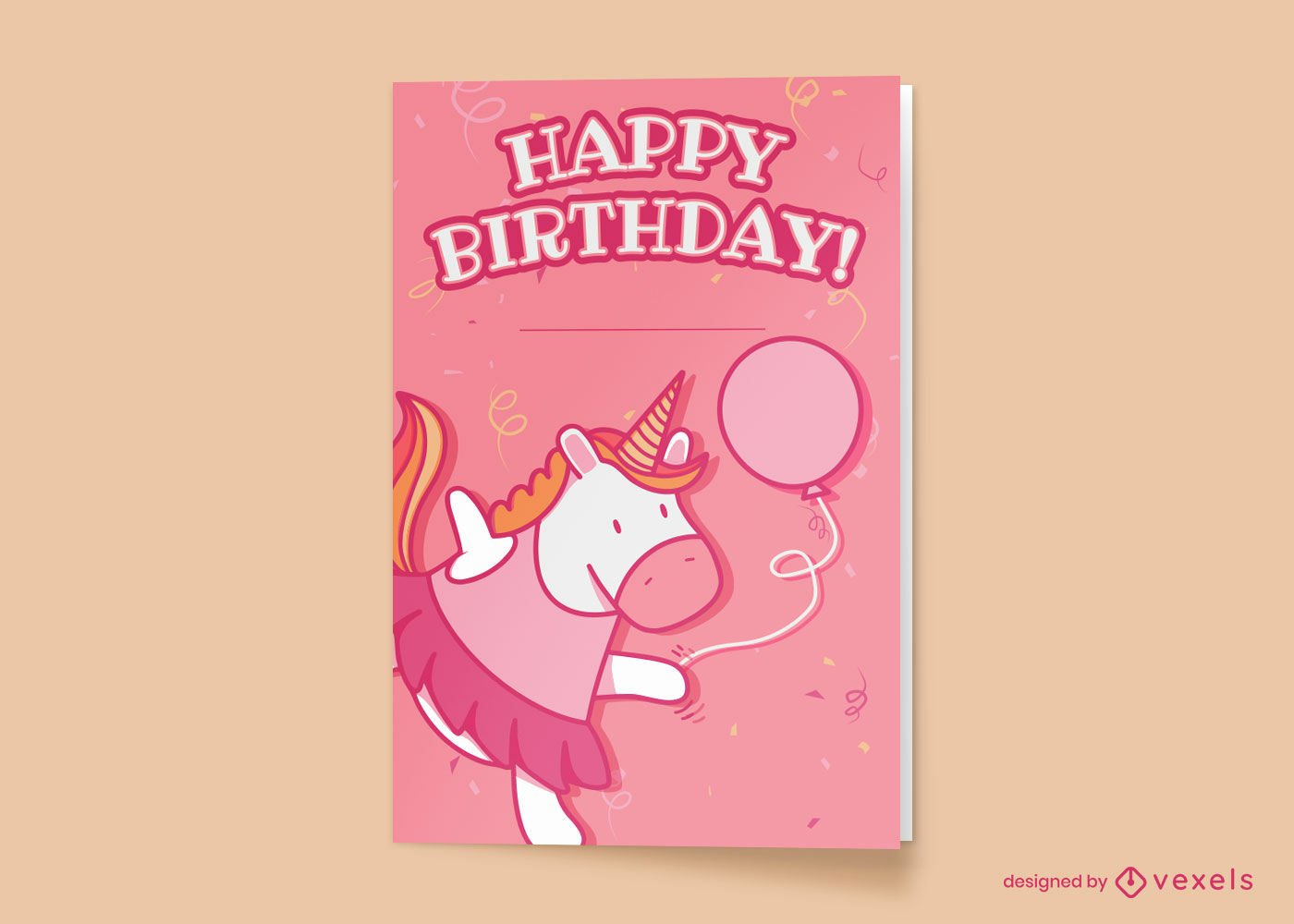 Tarjeta de cumpleaños de unicornio rosa