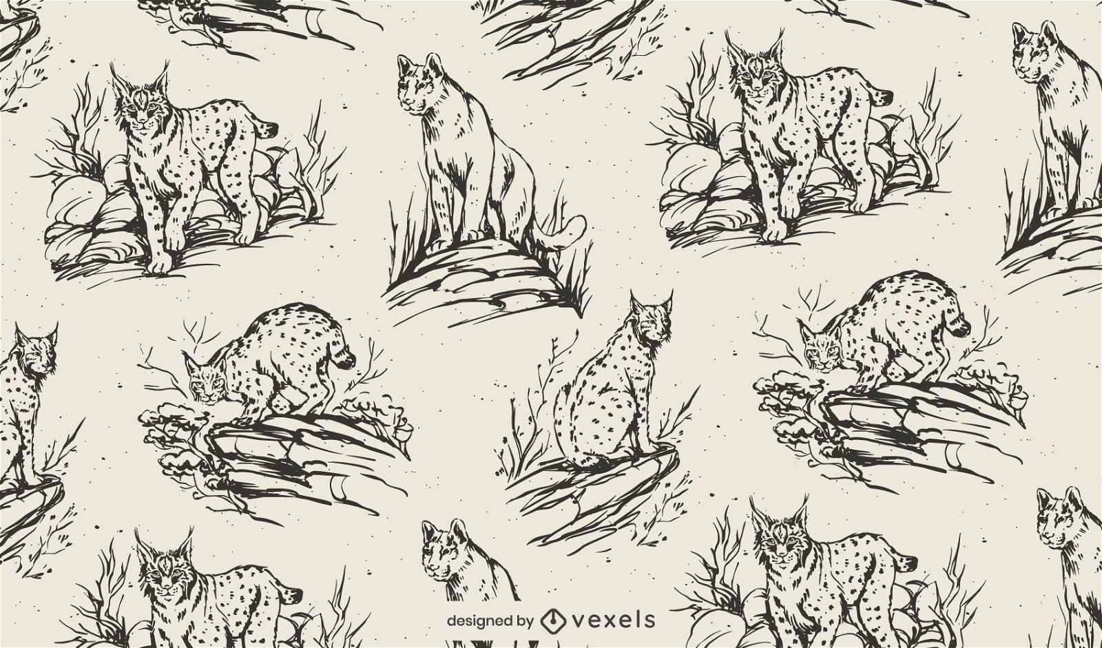 Wild animals in nature pattern design