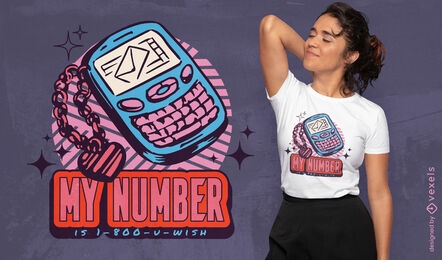 Diseño de camiseta con cita de número de teléfono descarado de los años 2000