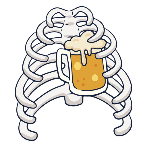 Skeleton holding a glass of beer PNG Design