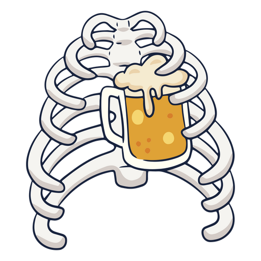 Skelett hält ein Glas Bier PNG-Design