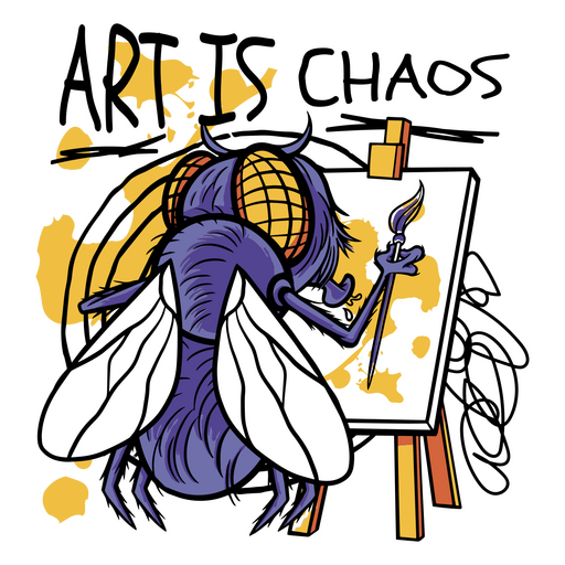 Pintura com mosca em um cavalete Desenho PNG