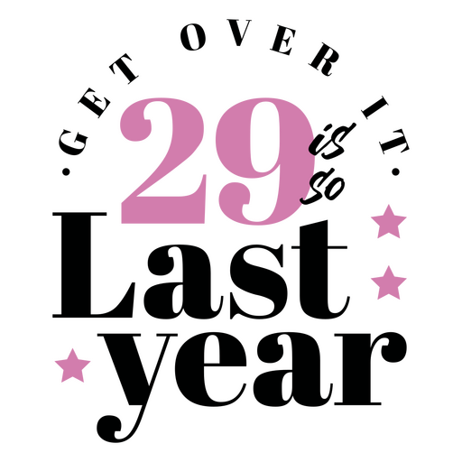 Logotipo rosa con las palabras 29 el año pasado. Diseño PNG