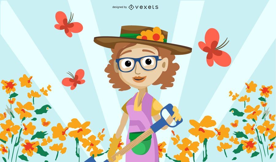 Woman gardening illustration Woman gardening illustration