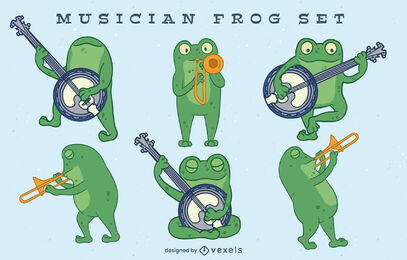 Musiker-Frosch-Zeichensatz