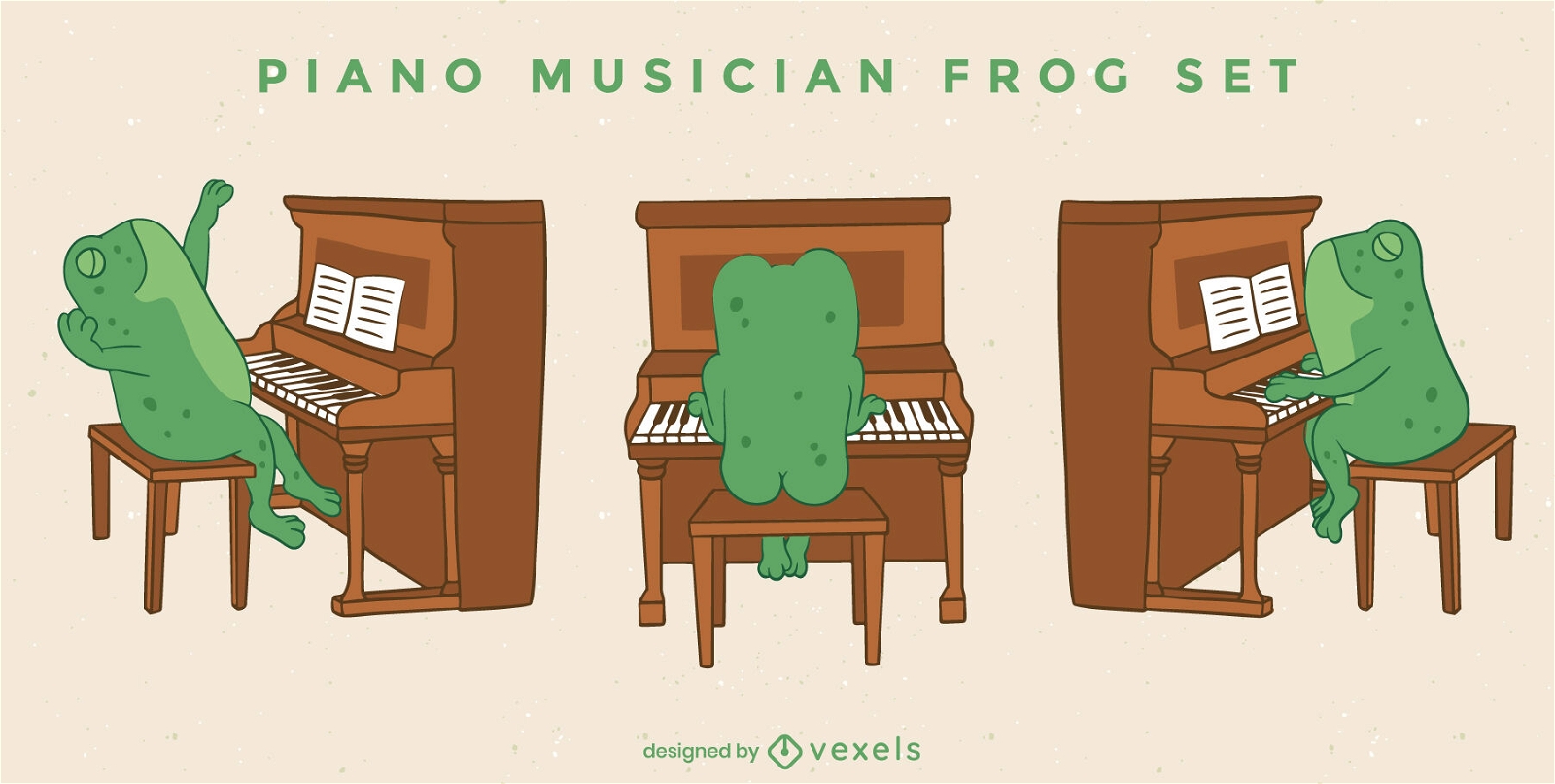 Pianist-Frosch-Zeichensatz