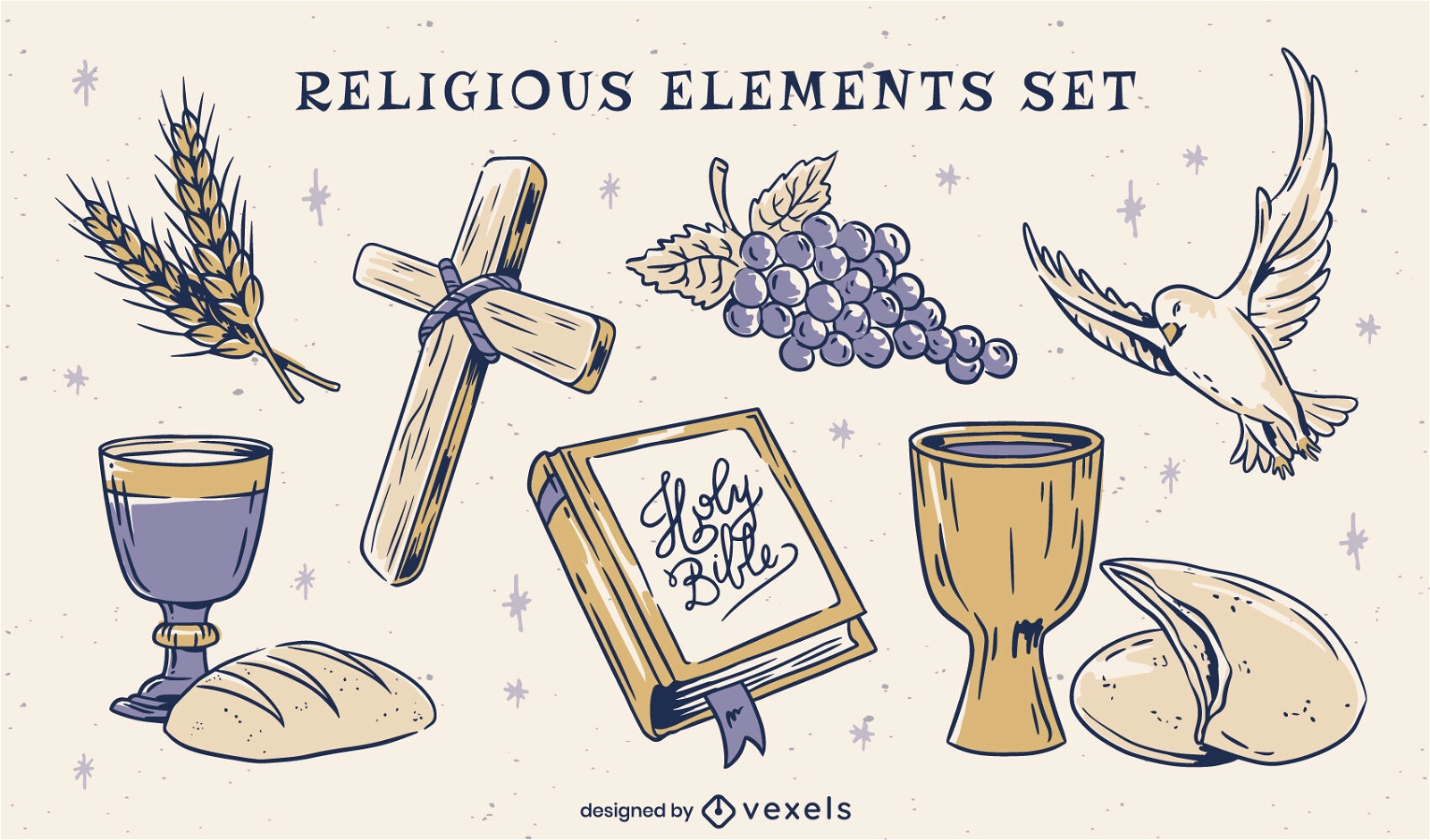 Religious communion illustration set