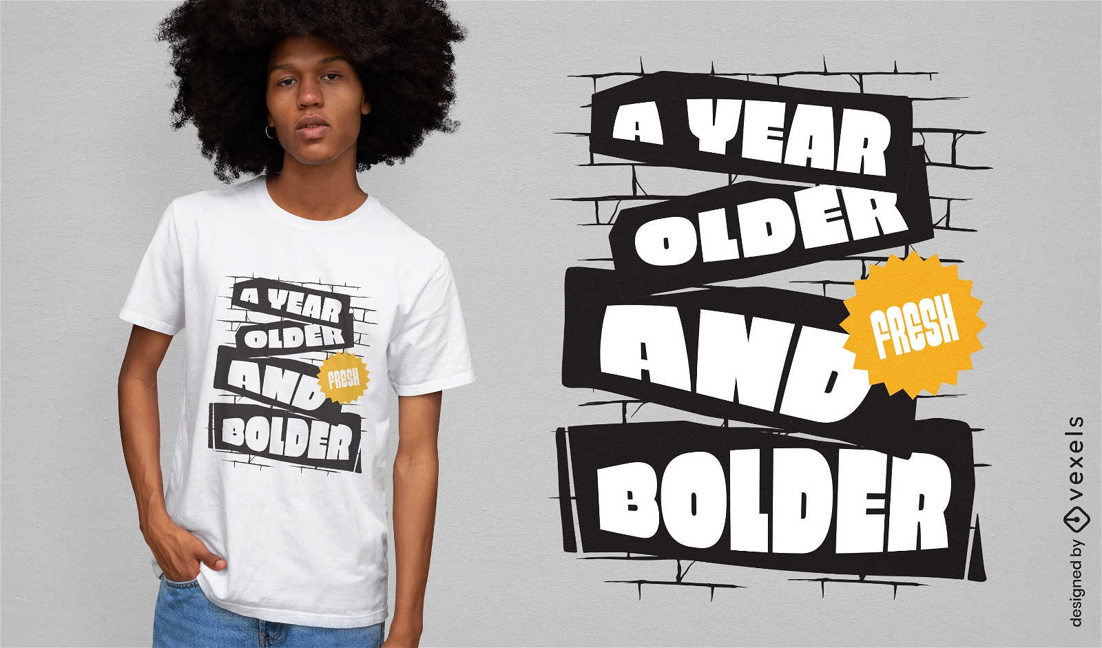 Design engraçado de t-shirt de citação de aniversário mais velho e mais ousado