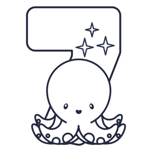 Alfabeto animal kawaii número 7 traços Desenho PNG