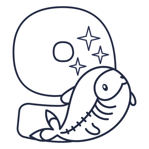 Animal kawaii número 9 trazo alfabeto Diseño PNG